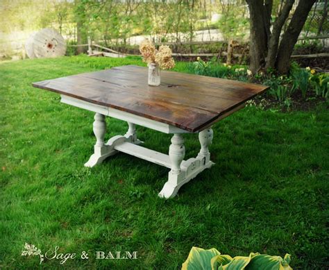 SOLD French Farmhouse Rustic Shabby Chic Dining Table Distressed Painted Dining Table Reclaimed ...