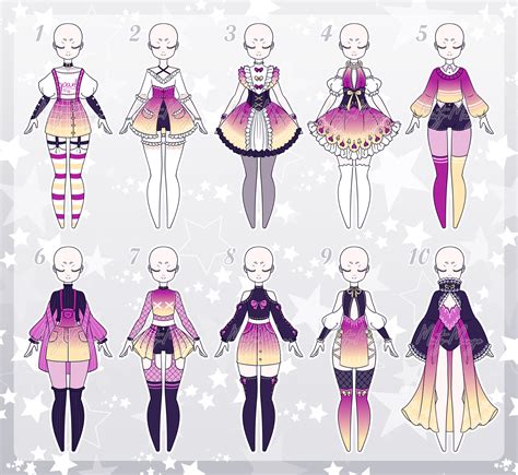 Outfit Adoptable Batch 93 - Closed by minty-mango on DeviantArt