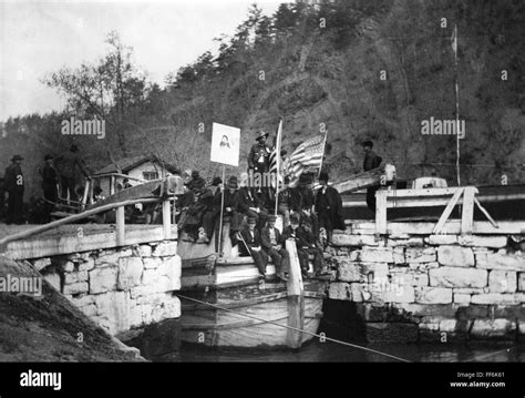 COXEY'S ARMY, 1894. /nCoxey's Army enters Washington, D.C. Carl Browne (standing center) and ...