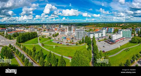 Seinäjoki , Finland, July 24, 2022: Aerial view of Finnish town ...