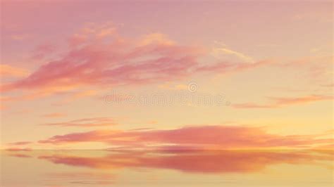 Pink Sky Fluffy White Clouds on Gold Sunset Summer Tropical Nature Background Landscape Stock ...