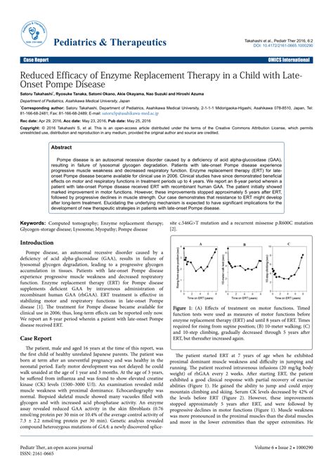 (PDF) Enter titleReduced Efficacy of Enzyme Replacement Therapy in a ...