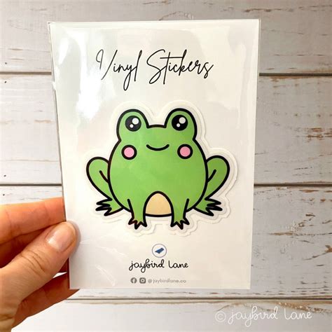 Frog Sticker, Vinyl Sticker, Laptop Sticker, Water Bottle Sticker, Cute ...