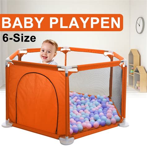 Playpen for Baby, Deluxe Extra Large Kids 6-Panel Portable Play Yard ...