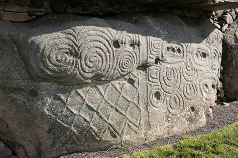 stone with megalithic art. Newgrange passage tomb. Brú na Bóinne. Meath County, Republic of ...