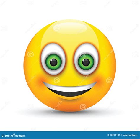 Smiling Emoji Big Green Eyes Cartoon Vector | CartoonDealer.com #78976181