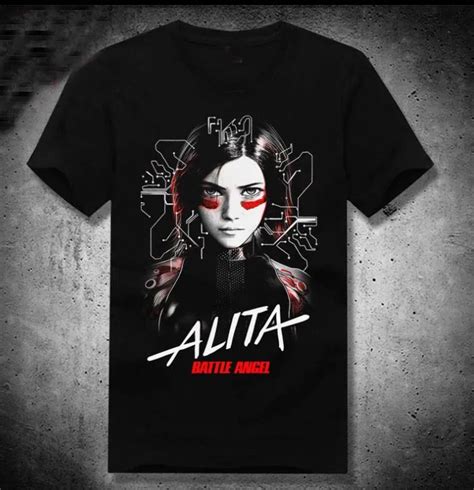 New Alita: Battle Angel T shirt film cosplay t shirt Cotton Summer Short sleeve Tees tops-in T ...