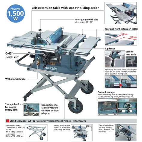 Makita MLT100: Table Saw, Blade Diameter 10¼”, 1500W, 4300rpm, 34kg