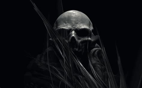 1366x768px | free download | HD wallpaper: human skull wallpaper, fiction, art, black background ...