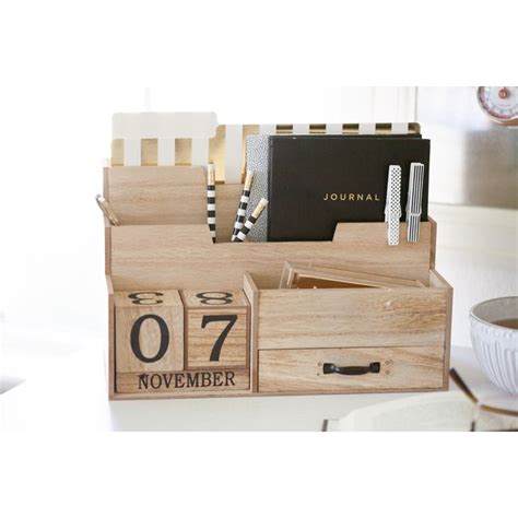 Wooden Mail Organizer Desktop with Block Calendar – Mail Sorter ...