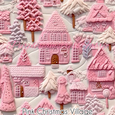 Pink Christmas Village Cotton Lycra – Purpleseamstress Fabric