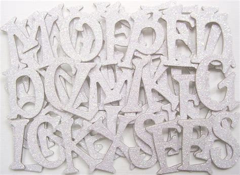 WHITE GLiTTER Chipboard Letters Alphabet by GlitterDustDesigns