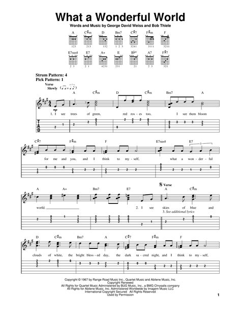 What A Wonderful World by Louis Armstrong - Easy Guitar Tab - Guitar Instructor