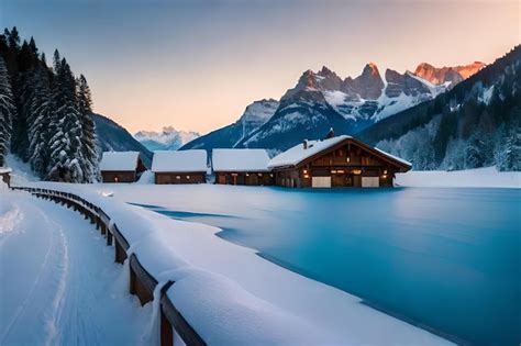 Premium Photo | The lodge in the winter