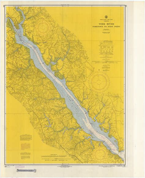 York River - Yorktown to West Point 1969 - Old Map Nautical Chart AC Harbors 495 - Virginia ...