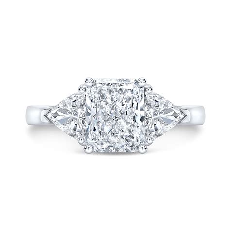 1.6ct. Princess cut Natural Diamond 3 Stone Trillion Diamond Engagement Ring (GIA Certified ...