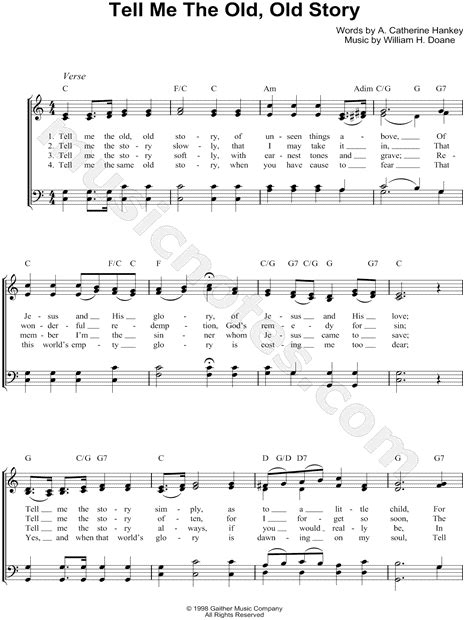 Bill & Gloria Gaither "Tell Me the Old, Old Story" Sheet Music in C Major - Download & Print ...