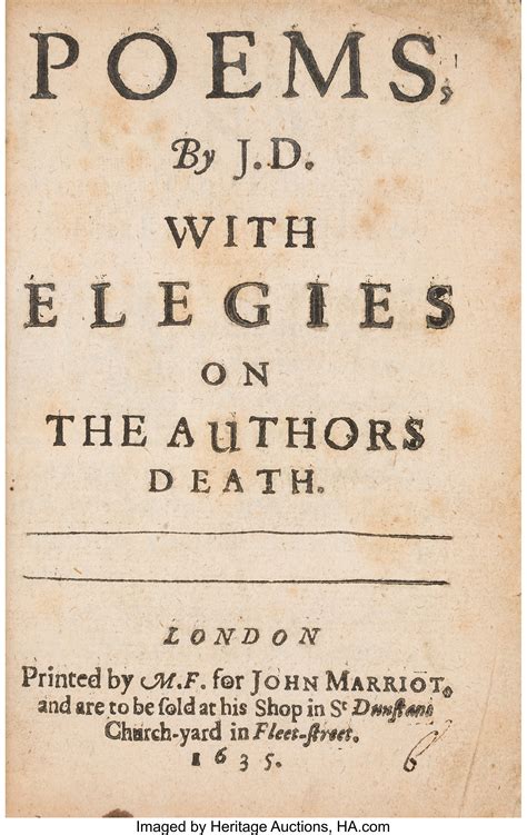 John Donne. Poems, By J. D. With Elegies on the Authors Death. | Lot #45602 | Heritage Auctions