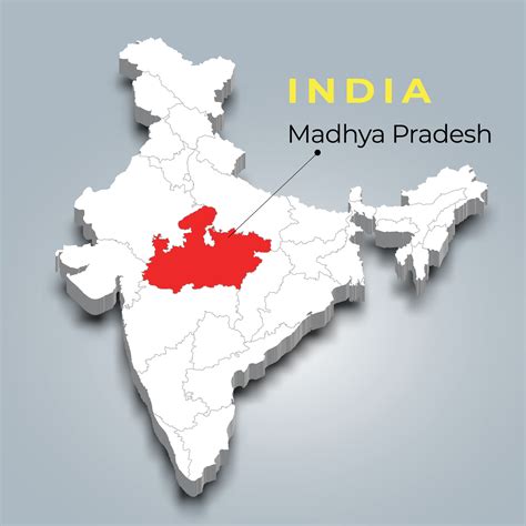 Madhya Pradesh map location in Indian 3d isometric map. Madhya Pradesh map vector illustration ...