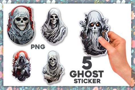 Happy Halloween Ghost Sticker Bundle Graphic by sagorarts · Creative ...