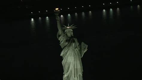 Statue Of Liberty At Night, Aerial Shot Stock Footage Video 4580138 ...