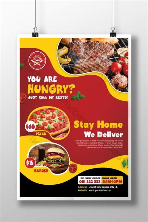 a flyer for a restaurant with food items on it