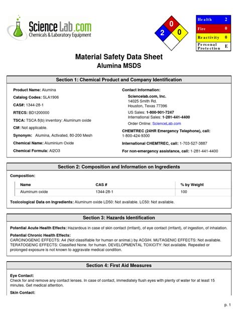 Msds Alumina | Solubility | Toxicity | Free 30-day Trial | Scribd