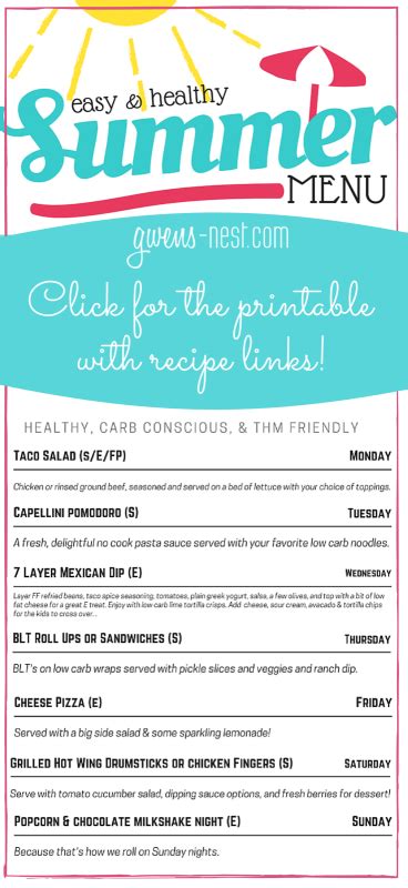 THM Summer Menu- Easy Dinners - Gwen's Nest | Trim healthy recipes ...