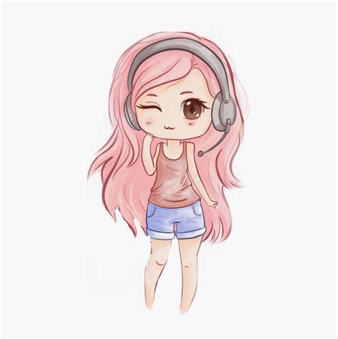 #kawaii #gamer Gamer Girl - Chibi Girl, HD Png Download - kindpng