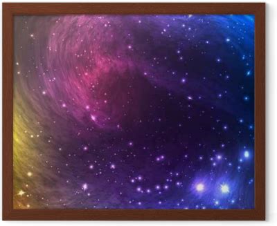Framed Poster Colorful Space Galaxy Background with Light, Shining Stars and Nebula. Vector ...