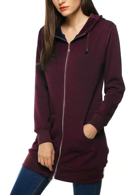 Zeagoo Women Casual Zip up Fleece Hoodies Tunic Sweatshirt Long Hoodie Jacket at Amazon Women’s ...