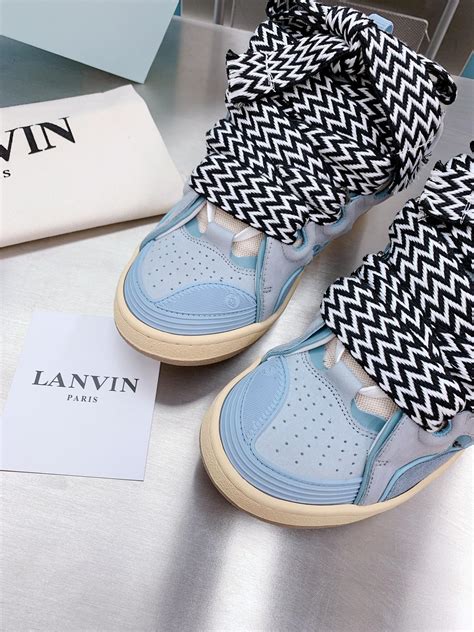 LANVIN Leather Curb Sneakers Light Blue • SneakerDouble