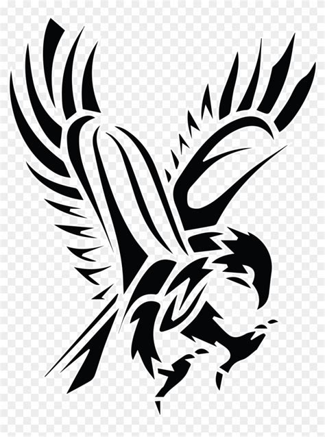 Black Tribal Flying Hawk Tattoo Stencil - North Dakota Fighting Hawks ...