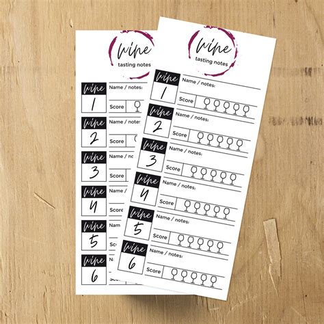 Wine Tasting Score Cards