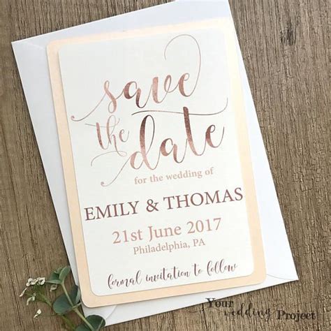 Rose Gold Save the Date Card & Envelope Elegant Save the | Gold save the dates, Wedding ...