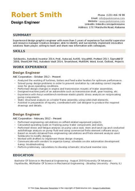 Design Engineer Resume Samples | QwikResume