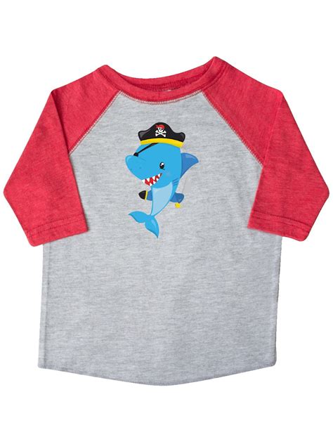 Inktastic Pirate Shark, Shark Wearing Pirate Hat, Blue Shark Toddler Short Sleeve T-Shirt Unisex ...