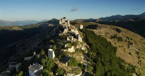 drone view of rocca calascio at sunrise abruzzo italy, Construction Stock Footage ft. drone ...