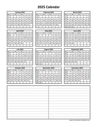 Printable yearly calendar 2025 with US holidays | Free-calendar ...