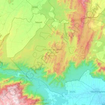 Sathyamangalam WLS/Tiger Reserve topographic map, elevation, terrain