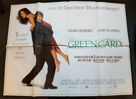 GREEN CARD 1990 Gerard Depardieu Andie MacDowell ORIGINAL UK Quad ...