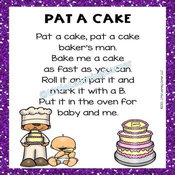 Pat a Cake | Colored Nursery Rhyme Poster by Little Learning Corner