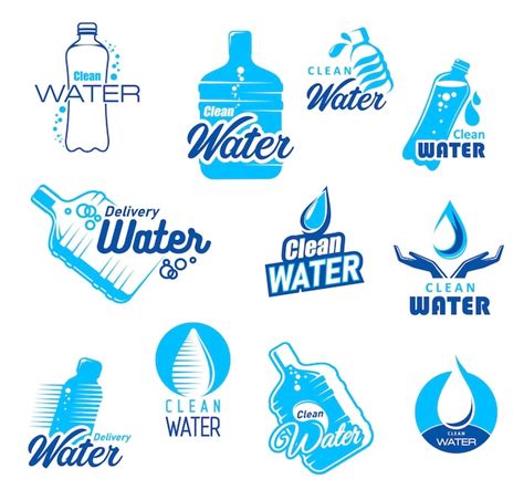 Premium Vector | Clean drinking bottled water delivery icons