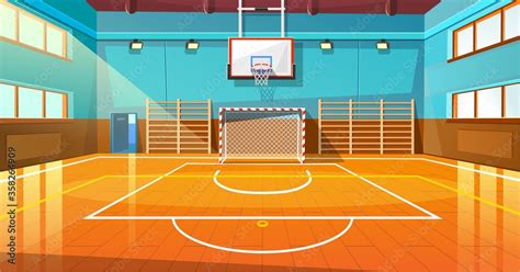 Shining basketball court with wooden floor vector illustration. Modern ...