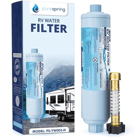 PureSpring RV Inline Water Filter with Flexible Hose Protector for RV's, Campers, Motor Homes ...