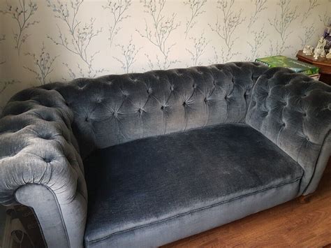 blue velvet chesterfield sofa | in Oakwood, West Yorkshire | Gumtree