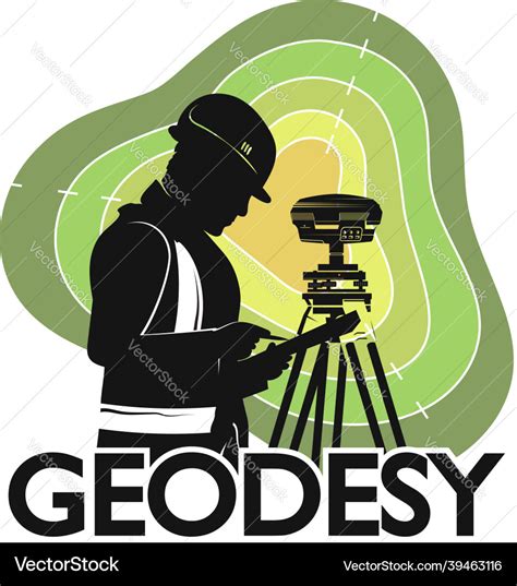 Geodesist engineer at the geodetic instrument Vector Image