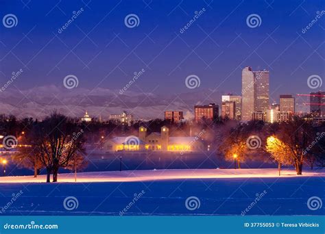 Denver Colorado Skyline in Snow Feb 2013 Editorial Stock Photo - Image ...