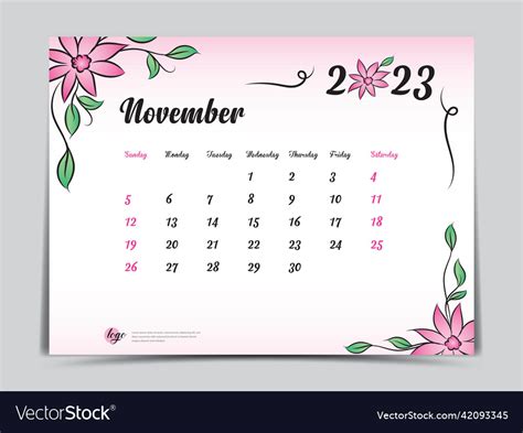 Calendar 2023 template-november Royalty Free Vector Image