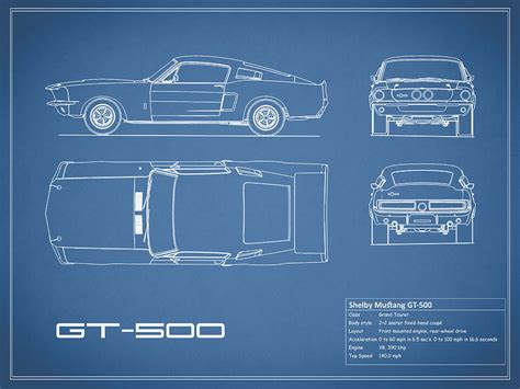 Shelby Mustang GT500 Blueprint Photograph by Mark Rogan